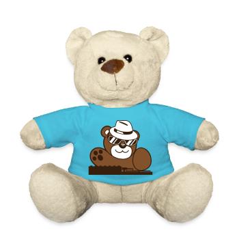drôle DJ ours en peluche mixer musique de fête cool - Nounours - bleu outremer - Devant