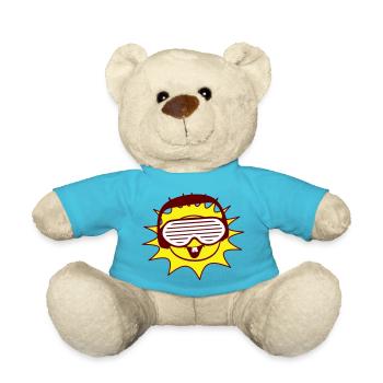 Party Sonne Sommer Spaß Gesicht Cool Musik Club - Teddy - Atollblau - Vorne
