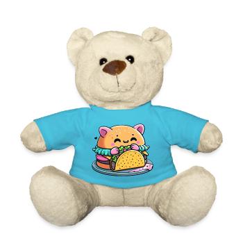 Burger Cat Taco - Cute, Whimsical, Funny, Food - Teddy Bear - atoll blue - Front