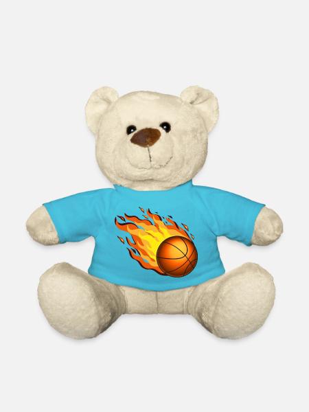 Burning Basketball - Teddy Bear - atoll blue