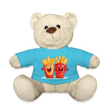 french fries love frieze lover frits face - Teddy Bear - atoll blue - Front
