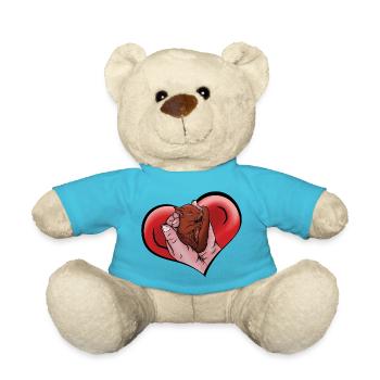 Comic Eichhörnchenbaby in den Händen im Herz - Teddy - Atollblau - Vorne