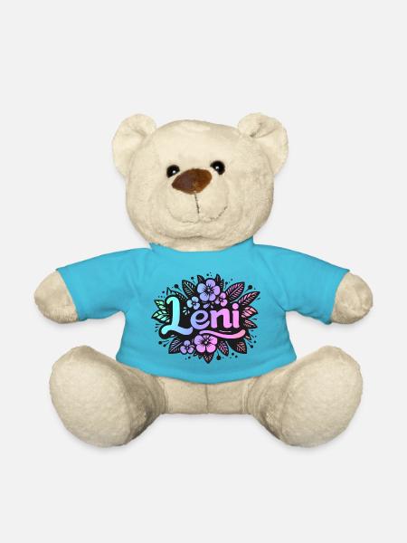 Name LENI Blumenmotiv - Teddy - Atollblau