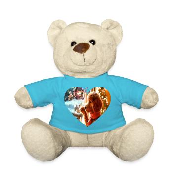 Welpenherz am Fenster - Teddy - Atollblau - Vorne