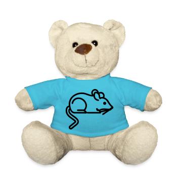 Mouse Icon - Simple Black Outline Design - Teddy Bear - atoll blue - Front