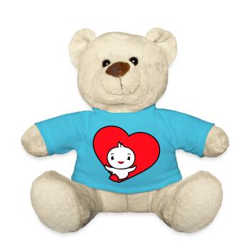 Bird Heart Symbol Love Runs Runs Happy Cute - Teddy Bear - atoll blue - Front