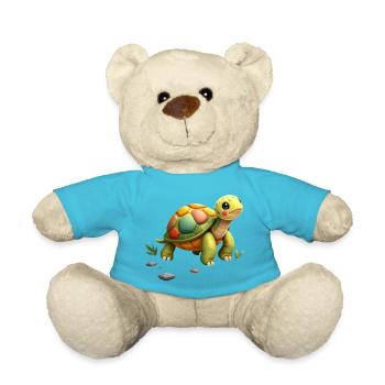Bunte Schildkröte – Niedliches Tierdesign - Teddy - Atollblau - Vorne