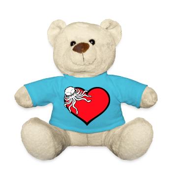 Ich liebe Oktopus Herz I Love Herz Symbol Logo süß - Teddy - Atollblau - Vorne