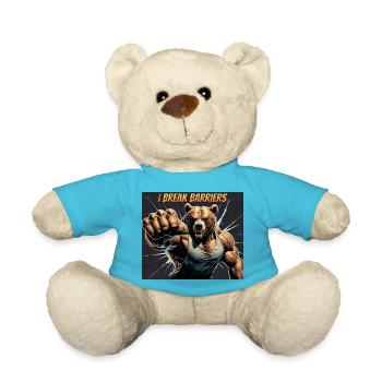 Motivational Muscular Bear – Motivational T-Shirt - Teddy Bear - atoll blue - Front