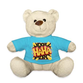 Lebhaftes Haha-Design im Comic-Stil - Teddy - Atollblau - Vorne