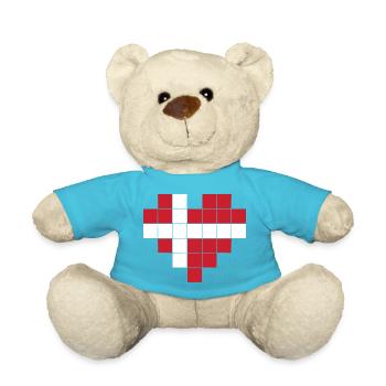 Pixel Heart Denmark Flag - Teddy Bear - atoll blue - Front