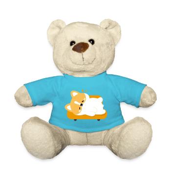 Tired Corgi on Sunny Couch - Teddy Bear - atoll blue - Front