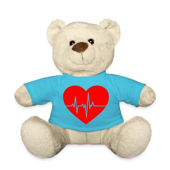 Conception du battement cardiaque avec ligne ECG - Nounours - bleu outremer - Devant