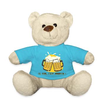 Fußball heute Abend ist ein Spiel mit Bier - Teddy - Atollblau - Vorne