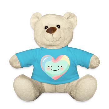 Pastellherz Lächelnd Regenbogen - Teddy - Atollblau - Vorne