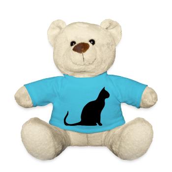 black cat cat black cats silhouettes - Teddy Bear - atoll blue - Front