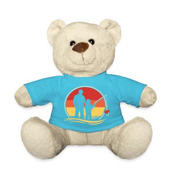 Dad Fishing Silhouette Vintage Father's Day Shirt - Teddy Bear - atoll blue - Front