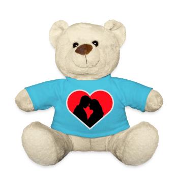 Couple Silhouette Amour Romance Petit ami de la Saint-Valentin - Nounours - bleu outremer - Devant