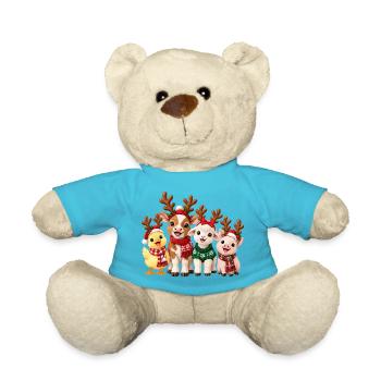 Niedliche Weihnachtstiere mit Rentiergeweih - Teddy - Atollblau - Vorne