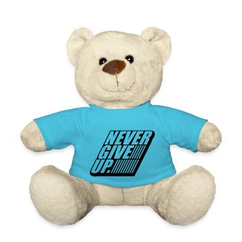 logo 3d stripe design never give up never aufg - Teddy Bear - atoll blue - Front