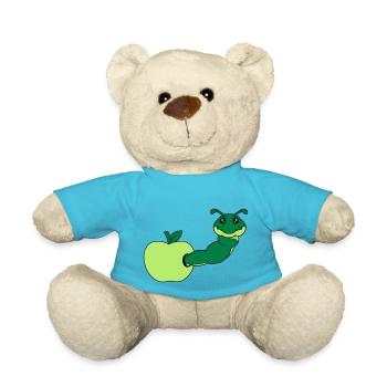 apfel essen loch lecker hunger schnecke kriechen r - Teddy - Atollblau - Vorne