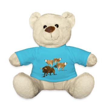 Bull, cows - Teddy Bear - atoll blue - Front