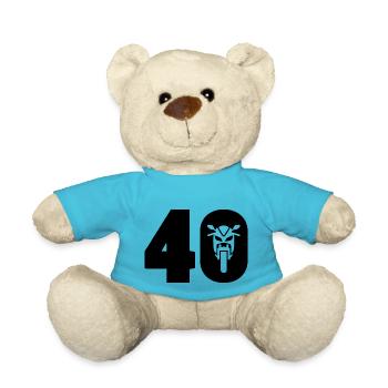 Motorcycle car number 40 - Teddy Bear - atoll blue - Front