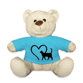 Katzen Herz Katzenliebhaber - Teddy - Atollblau - Vorne