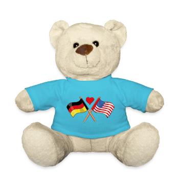 I love the USA Germany heart flag countries - Teddy Bear - atoll blue - Front