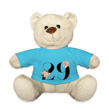 29th Anniversary Flowers (Gift of 29 years) - Teddy Bear - atoll blue - Front