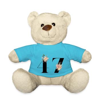 Blumen zum 47-jährigen Jubiläum (Geschenk von 47 Jahren) - Teddy - Atollblau - Vorne