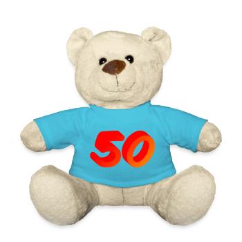 jahre alt, 50 leuchtende Farbe, gratulieren - Teddy - Atollblau - Vorne