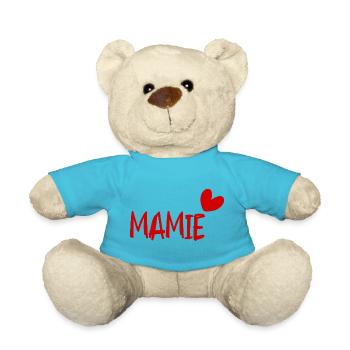 MAMIE. FÊTE DES MÈRES. BONNE FÊTE MAMIE. JE T'AIME - Nounours - bleu outremer - Devant