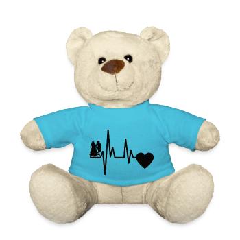 Rennbob Herzschlag Bob Puls Rodeln EKG Wintersport - Teddy - Atollblau - Vorne