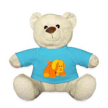 Petit chien peluche orange. - Nounours - bleu outremer - Devant