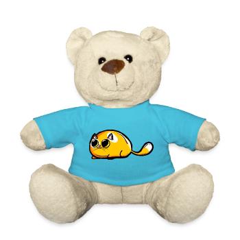 Orange Katze bunte Cartoon Comic - Teddy - Atollblau - Vorne