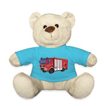 Fire Brigade Fire Truck Rescue Vehicle - Teddy Bear - atoll blue - Front