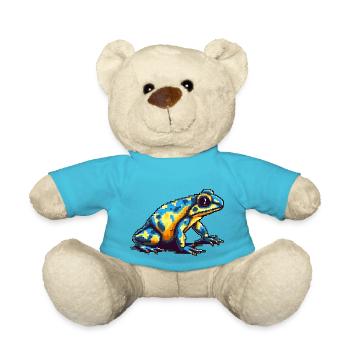 Bunter Pixel 8 Bit Pfeilgiftfrosch - Teddy - Atollblau - Vorne