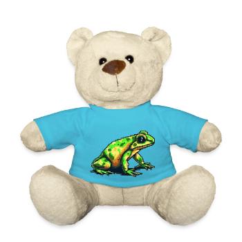 Poison dart frog in 8 bit retro pixel graphics - Teddy Bear - atoll blue - Front