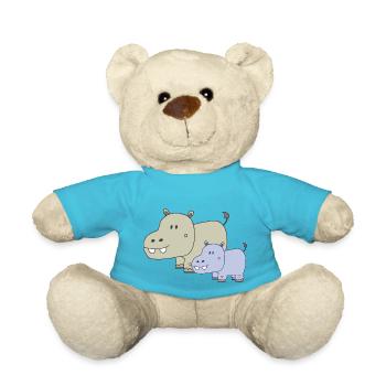 Hippopotame père et fils - Nounours - bleu outremer - Devant