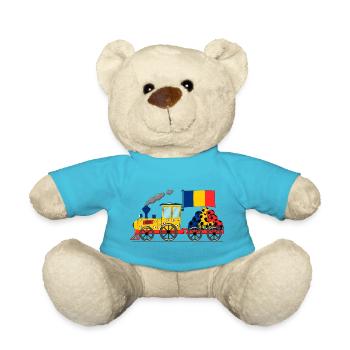Romania Flag Football Railway - Teddy Bear - atoll blue - Front