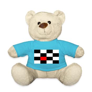 Schwarz-weiss Karo mit rotem Akzent - Teddy - Atollblau - Vorne