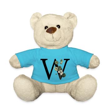 Green Botanical Letter w - Teddy Bear - atoll blue - Front