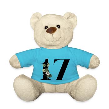 Nummer 17 Blumengrün -17. Blumengeburtstag - Teddy - Atollblau - Vorne