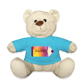 Schulkind Stift Aquarell lila gelb Schmetterlinge - Teddy - Atollblau - Vorne