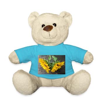 Zwei Sonnenblumen fotografiert - Teddy - Atollblau - Vorne