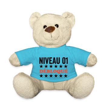 Baumwollhochzeit, 1-jähriges Jubiläumsgeschenk von Mariag - Teddy - Atollblau - Vorne
