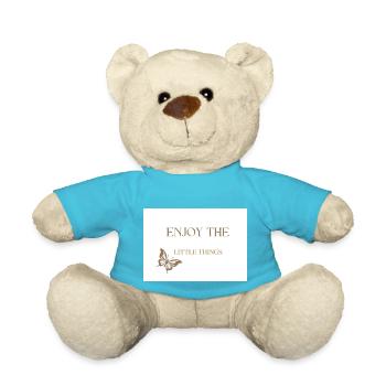 Enjoy the Little Things Positive Quotation - Teddy Bear - atoll blue - Front
