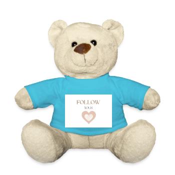 Follow Your Heart, Simple Brown Text and Heart - Teddy Bear - atoll blue - Front