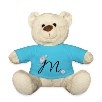 Buchstabe m Blumen - Teddy - Atollblau - Vorne